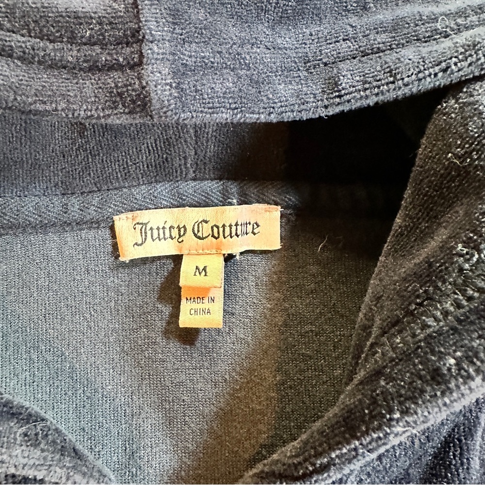 Juicy Couture Velour Full Zip Hoodie Women’s M Navy Blue Cozy Lounge‎ Y2K - Picture 4 of 11